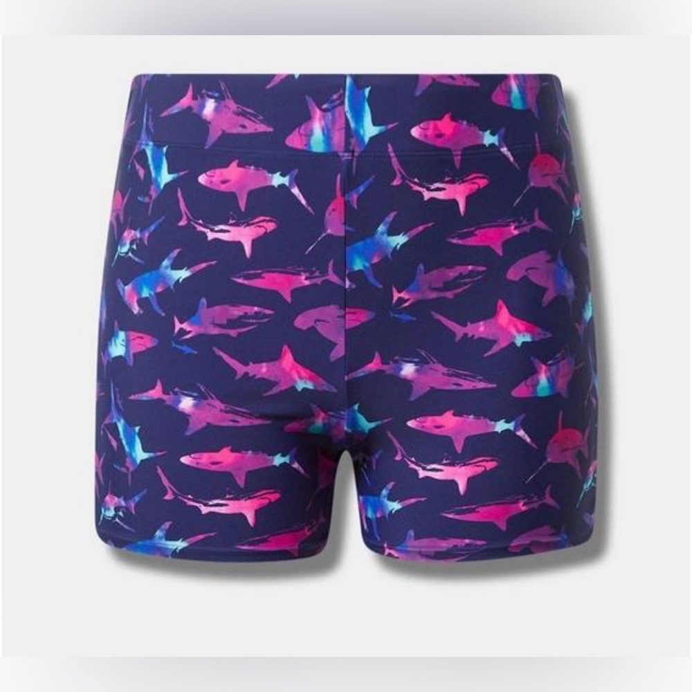 New! Torrid sz 3 Shark Attack High Rise Strappy Side 3.5 Inch Swim Shorts 3X